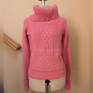 Pink Cable Knit Chunky Turtleneck Sweater Old Navy XS